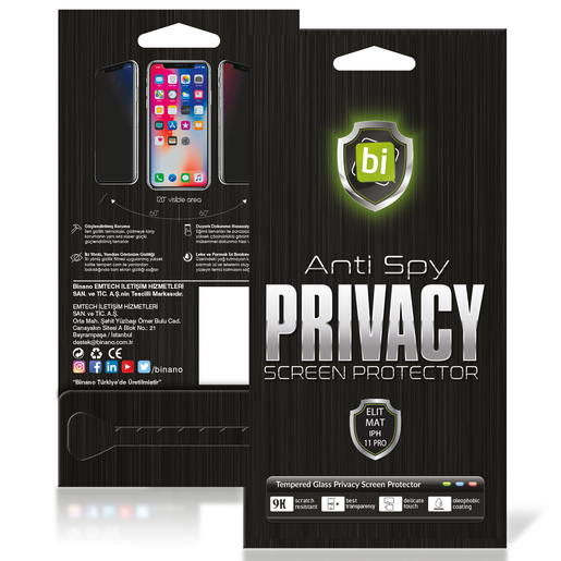 BINANO PRIVACY ANTIDUST MATTE IPHONE 11 PRO CAM EKRAN KORUYUCU